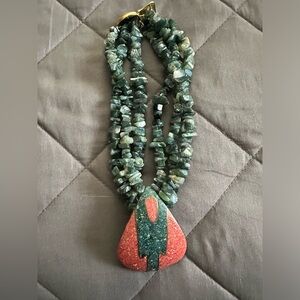 Choker Necklace with triple stranded semi precious stones